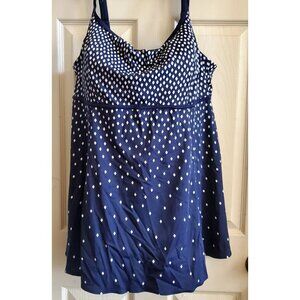 NWT "Inches Away" 24W bathing suit Blue & White Slimming Swimwear Support. READ